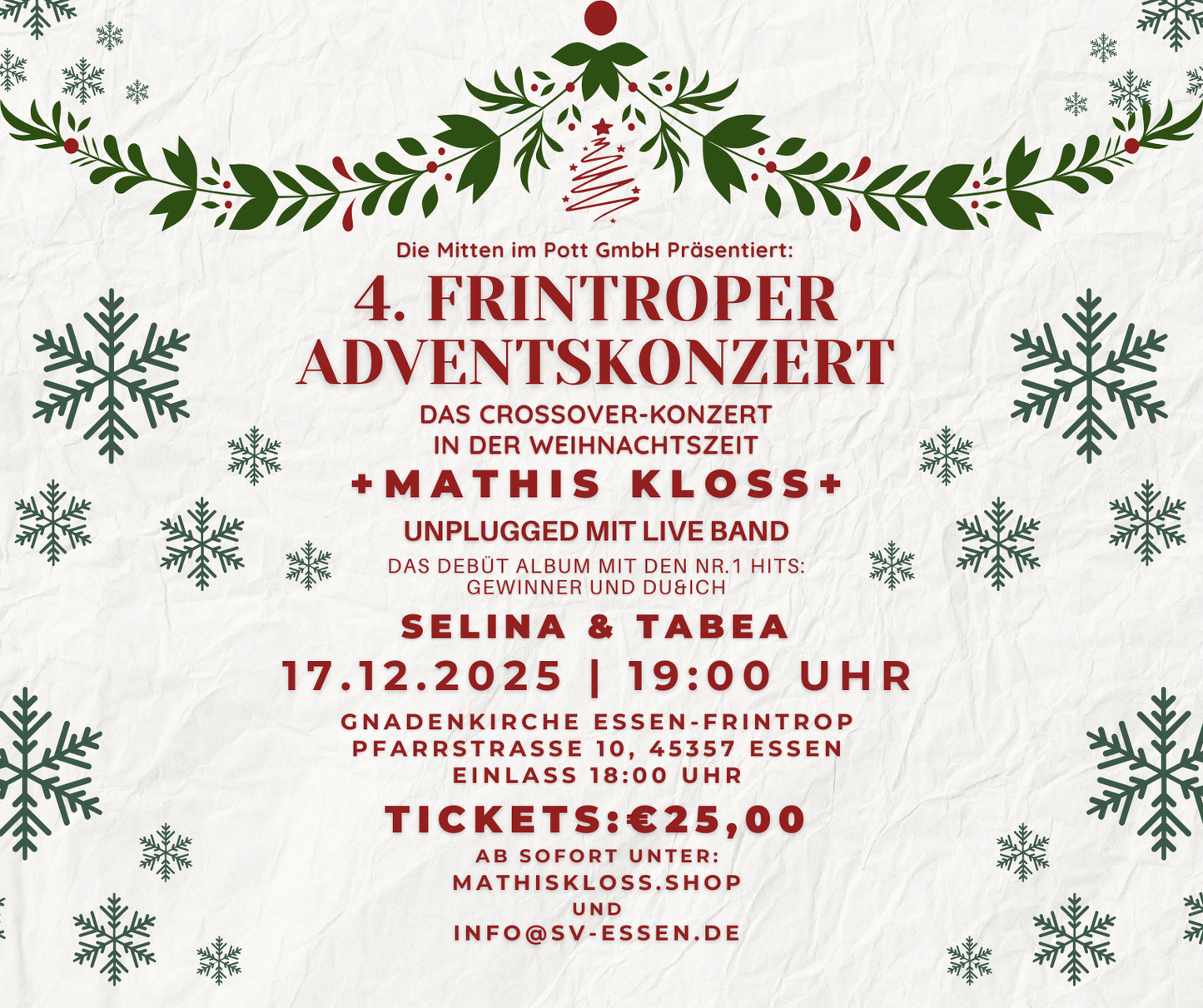 4. Frintroper Adventskonzert – Das Crossover-Konzert zur Weihnachtszeit